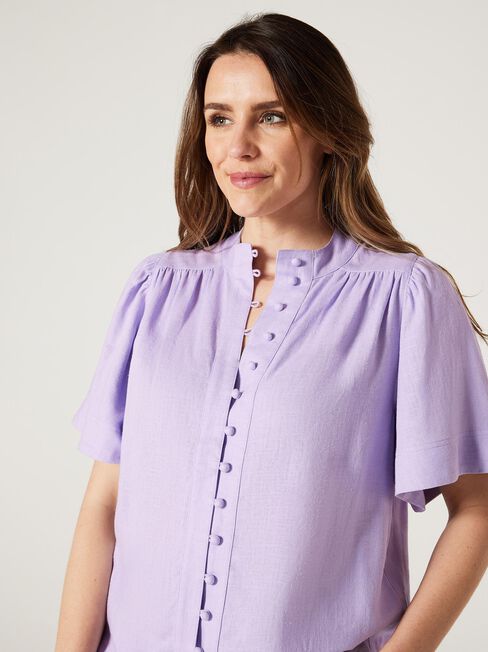 Alissa Flutter Sleeve Top, lavender, hi-res