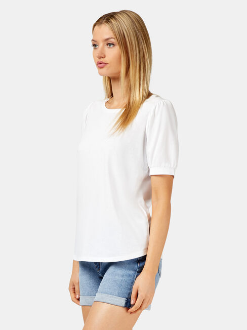 Willow Puff Sleeve Top, White, hi-res