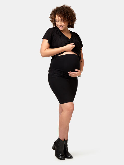 Kat Maternity Distressed Skirt, Black, hi-res