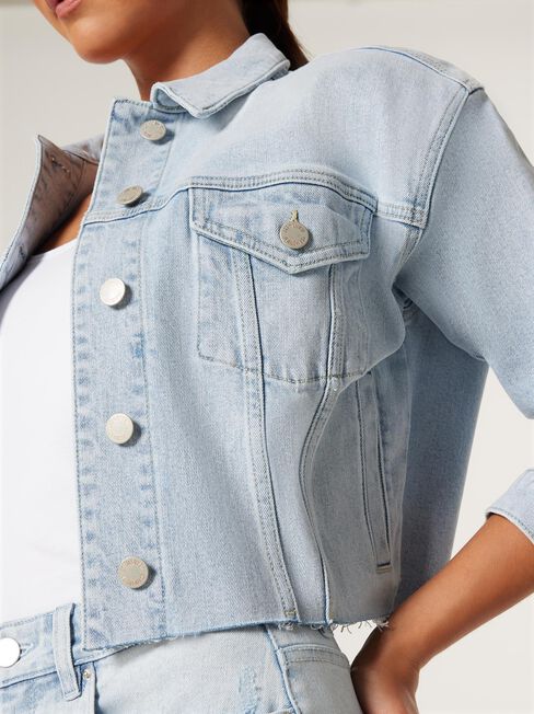 Crop Denim Jacket, Light Vintage, hi-res