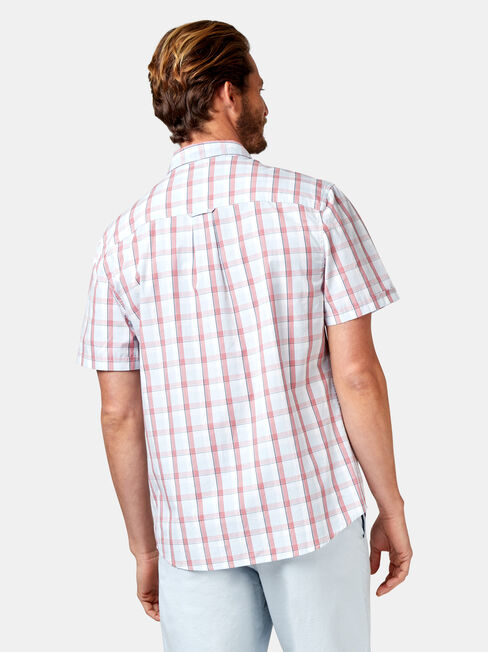 Todd Short Sleeve Check Shirt, Red, hi-res