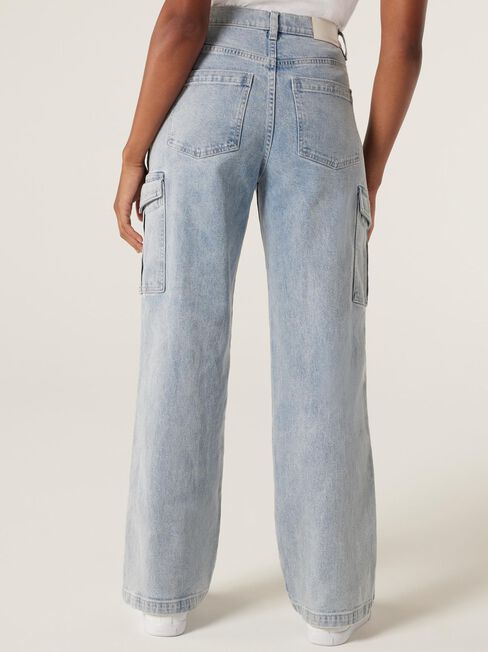 Rory Mid Waist Wide Leg Cargo Jeans, Mid Vintage, hi-res