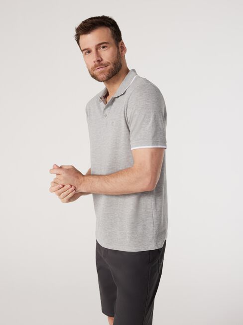 Nash Tipped Short Sleeve Polo, Grey, hi-res