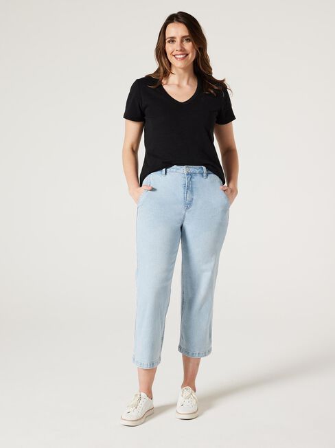 Essential V-Neck Tee, Black, hi-res
