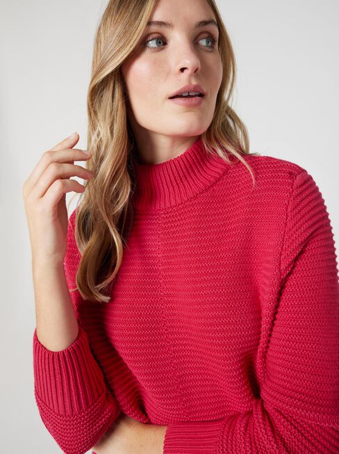 Carrie Cotton Crop Knit, Berry, hi-res