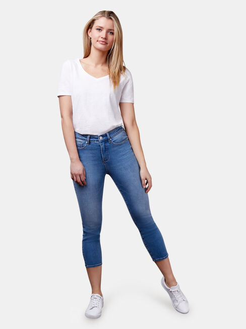 Kara Mid Waist Skinny Capri Jeans Light Vintage, Light Indigo, hi-res