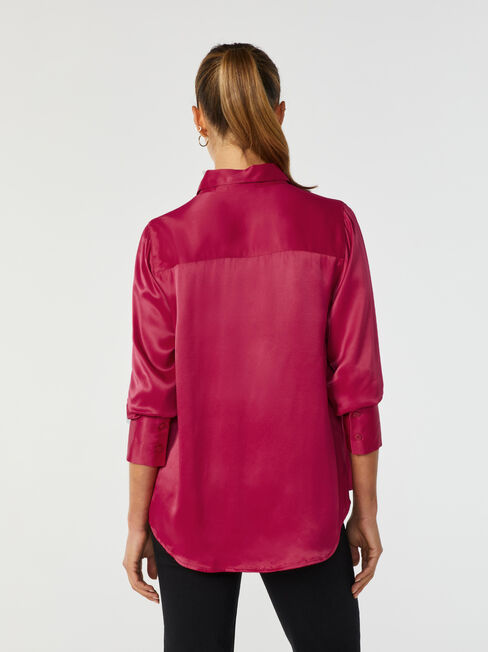 Katia Satin Shirt, Red, hi-res