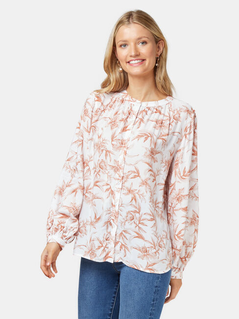 Annie Button Thru Blouse, Floral, hi-res