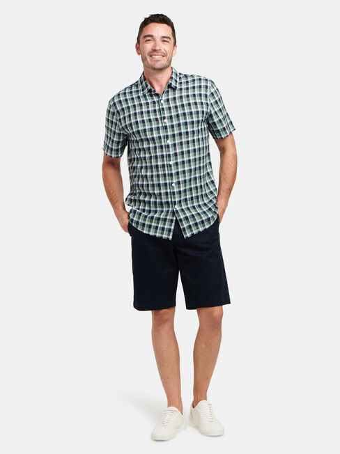 Trent Short Sleeve Check Shirt, Blue, hi-res