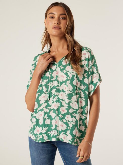 Jemima V-Neck Blouse, Emerald Green, hi-res