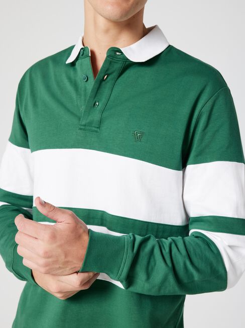 LS Greyson Stripe Rugby Polo, Forest Green Multi, hi-res