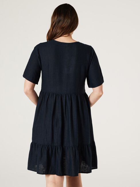 Billie Button Down Smock Dress, Navy, hi-res