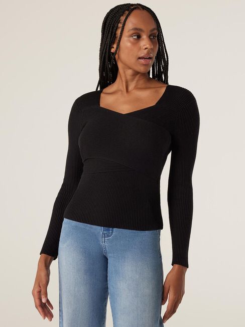 Mille Milano Cross Front Knit, Black, hi-res