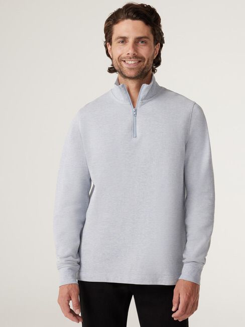 LS Samuel Funnel Zip Neck Knit, Grey Marle, hi-res