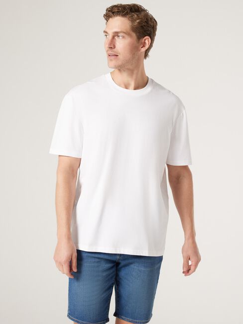 Ace Relaxed Fit Basic Crew Tee, White, hi-res