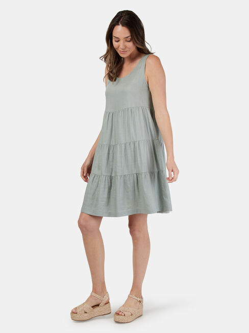 Georgia Tiered Dress, Green, hi-res