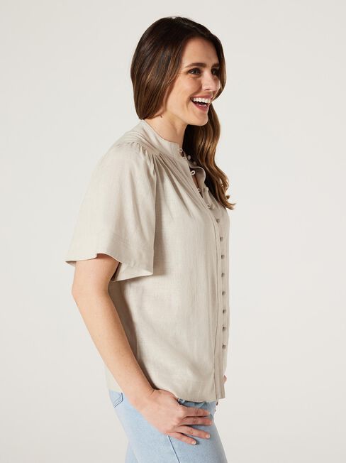 Alissa Flutter Sleeve Top, Oatmeal, hi-res