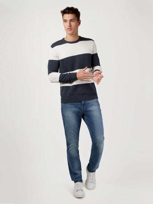 Louis Stripe Crew Knit, Blue, hi-res