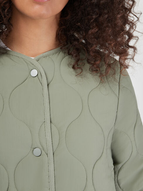 Priya Quilted Jacket, Green, hi-res