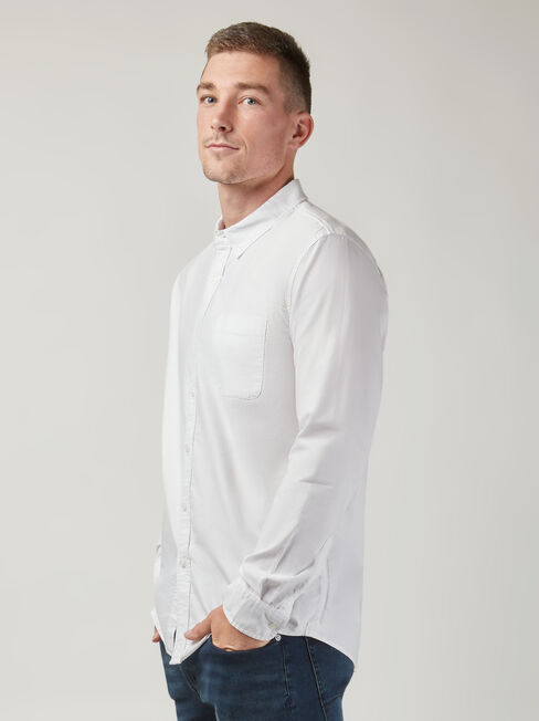 LS Heston Oxford Shirt, White, hi-res