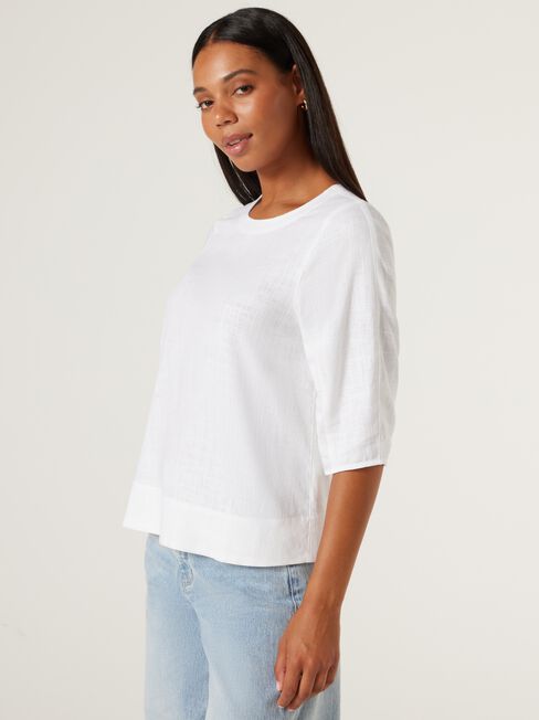 Carrie Blouson Sleeve Top, Coconut, hi-res