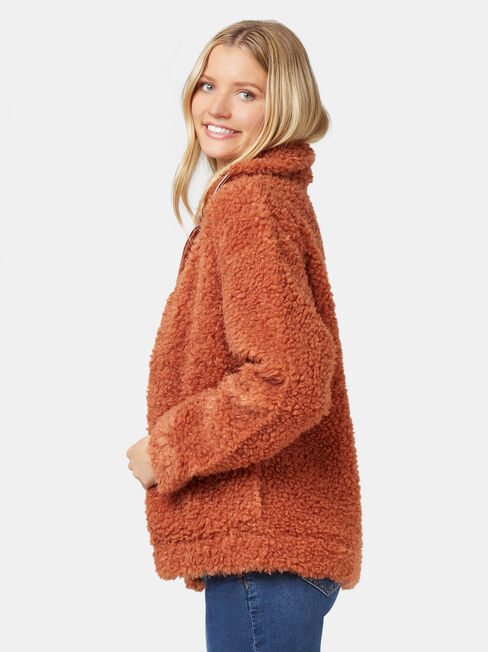 Beccy Teddy Jacket, Brown, hi-res