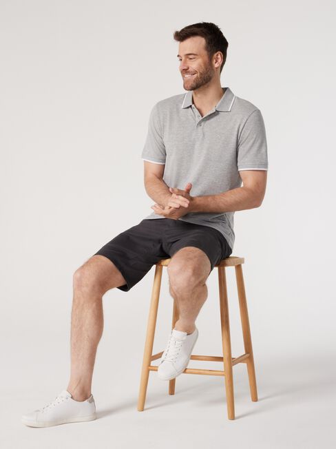 Nash Tipped Short Sleeve Polo, Grey, hi-res