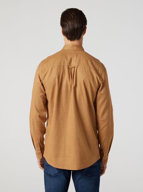 Brody Textured Long Sleeve Shirt, Tobacco, hi-res