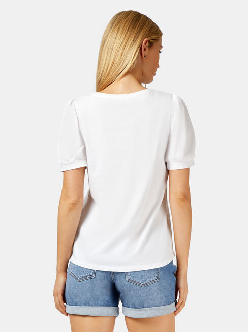 Willow Puff Sleeve Top, White, hi-res