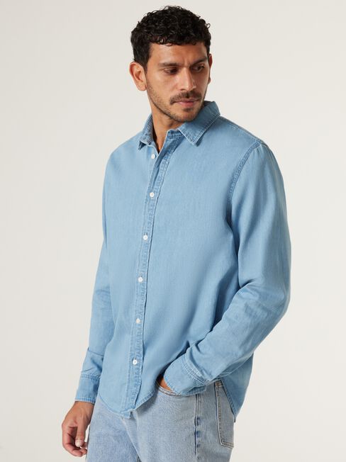 Denver Denim Shirt, Light Wash, hi-res
