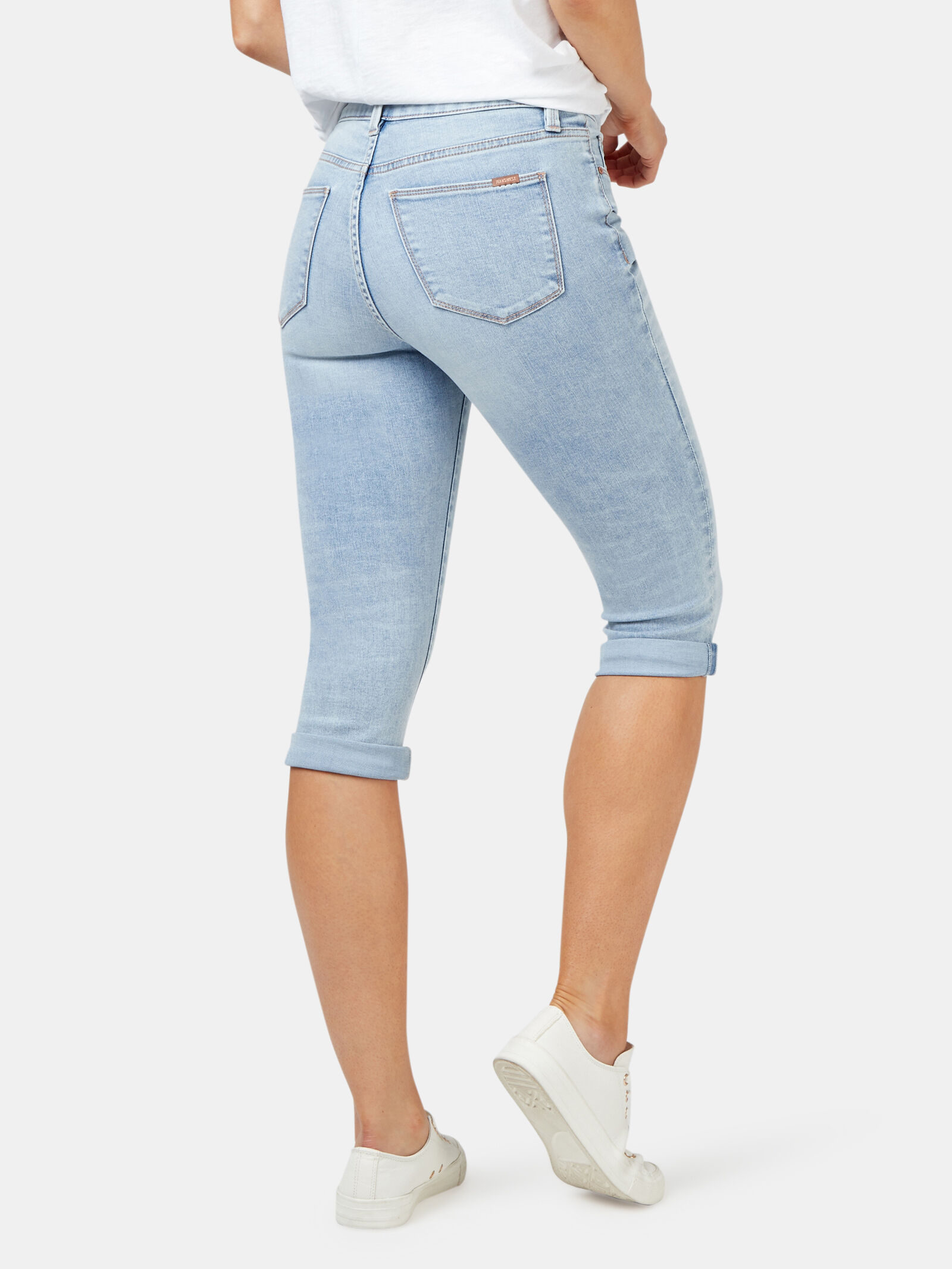 Mid Waisted Pedal Pusher Jeans Faded Blue