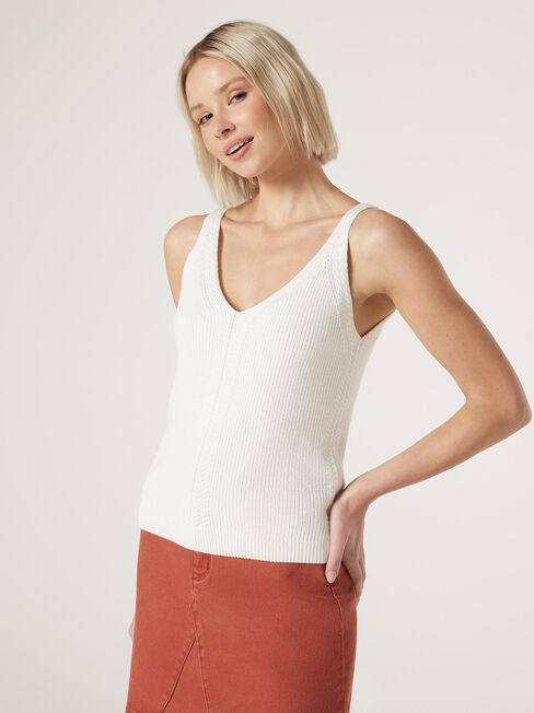 Pearl Knit Tank, White, hi-res