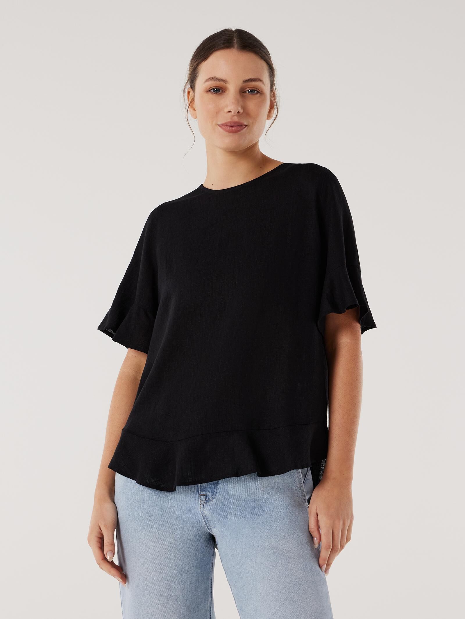 Black frill shirt top hem top jumper