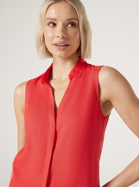 Jonti Sleeveless Shirt, Red, hi-res