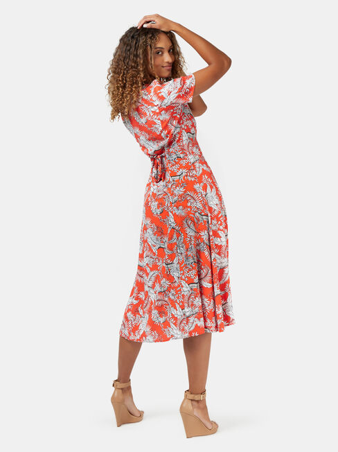 Jacqueline Printed Midi Dress, Red, hi-res