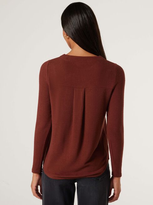 Sia Soft Touch Curved Hem Pullover, Brick, hi-res