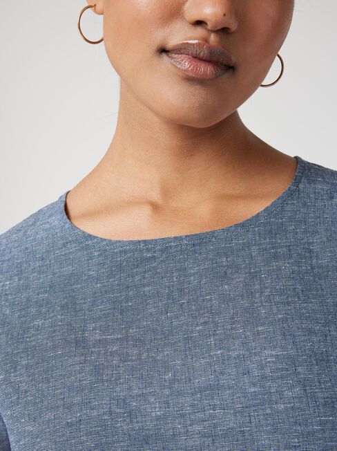 Nina Linen Tee, Navy, hi-res
