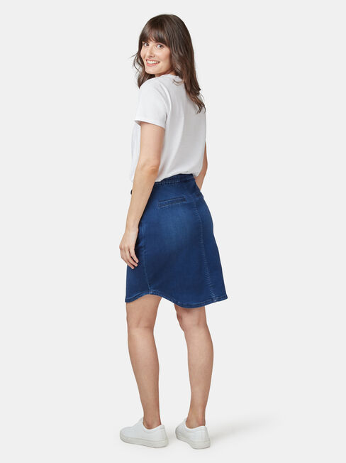 Lulu Luxe Lounge Knee Length Skirt, Mid Indigo, hi-res