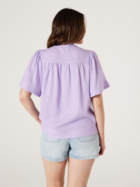 Alissa Flutter Sleeve Top, lavender, hi-res