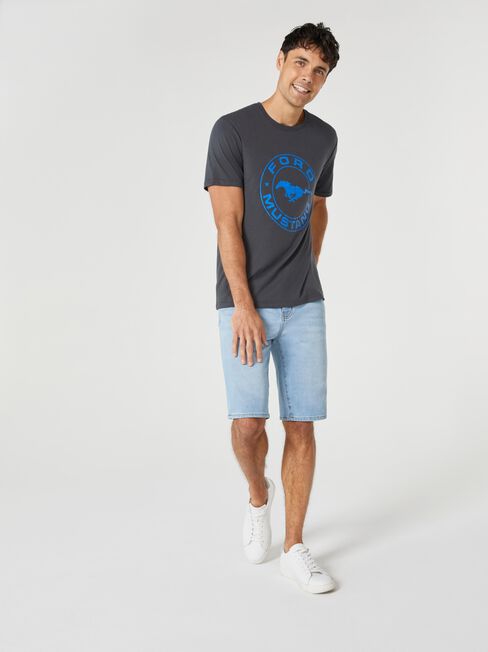 SS Ford Mustang Logo Print Crew Tee, Grey, hi-res