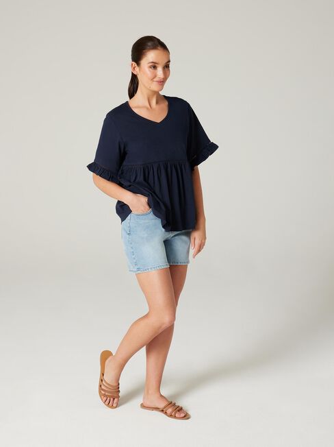 Lola Ruffle Jersey Top, Ink, hi-res