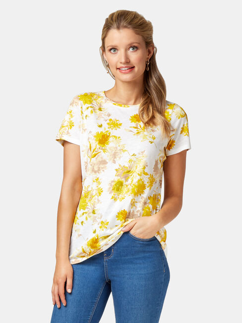 Zara Floral Printed Tee, Floral, hi-res