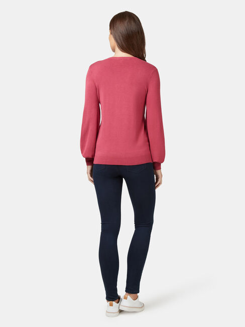 Belinda Blouson Sleeve Pullover, Red, hi-res