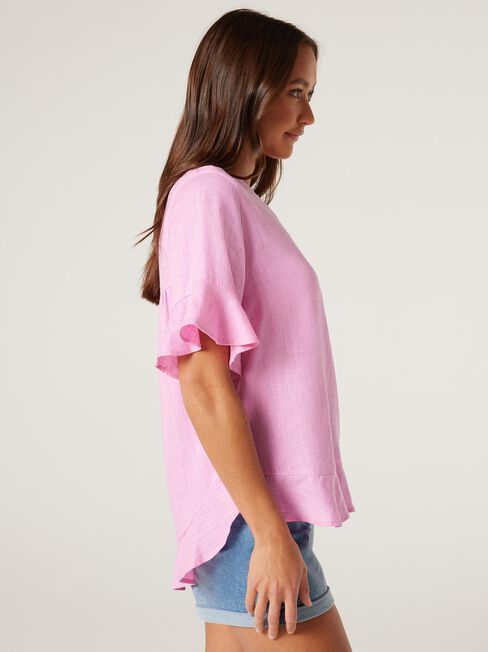 Avrel Ruffle Hem Top, Blush Pink, hi-res