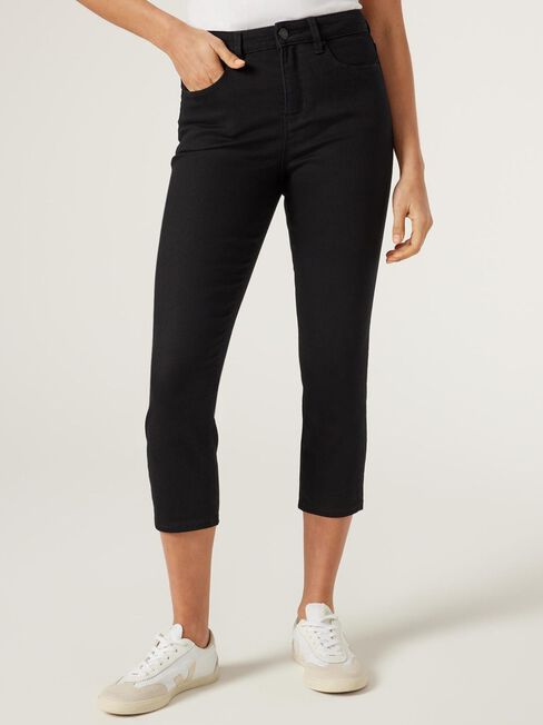 Kara Mid Waist Skinny Capri, Black, hi-res