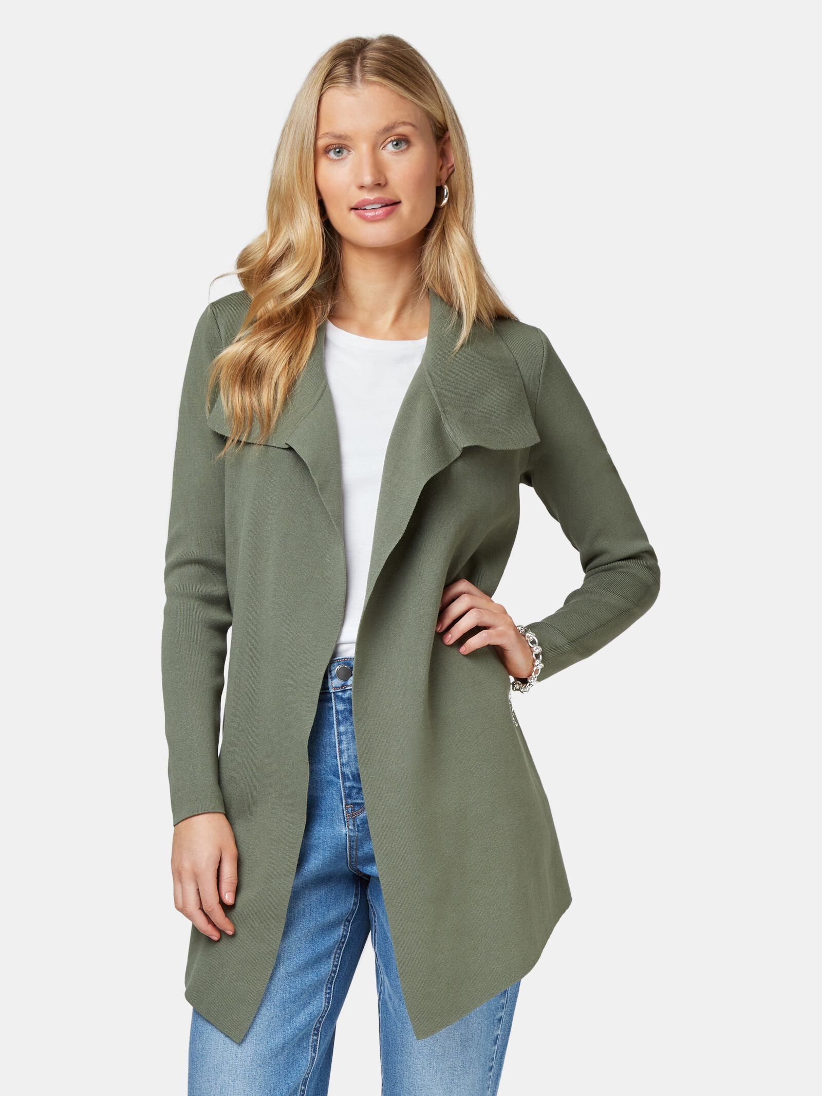Caslon asymmetrical drape collar terry jacket store