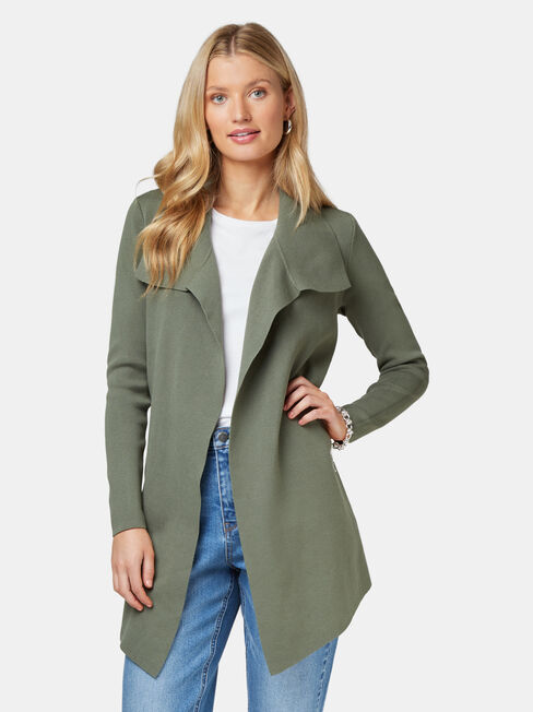 Giselle Waterfall Cardigan, Green, hi-res