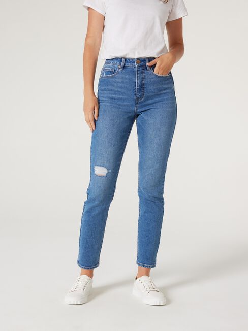 Sienna High Waisted Slim Straight Jeans, Vintage Wash, hi-res