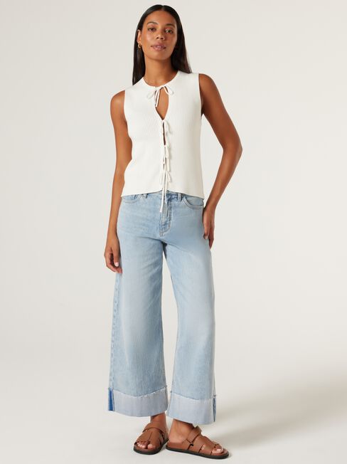 Tara Tie Front Vest, Sand, hi-res