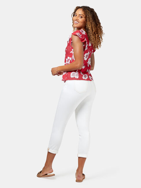 Missy Square Neck Top, Red, hi-res
